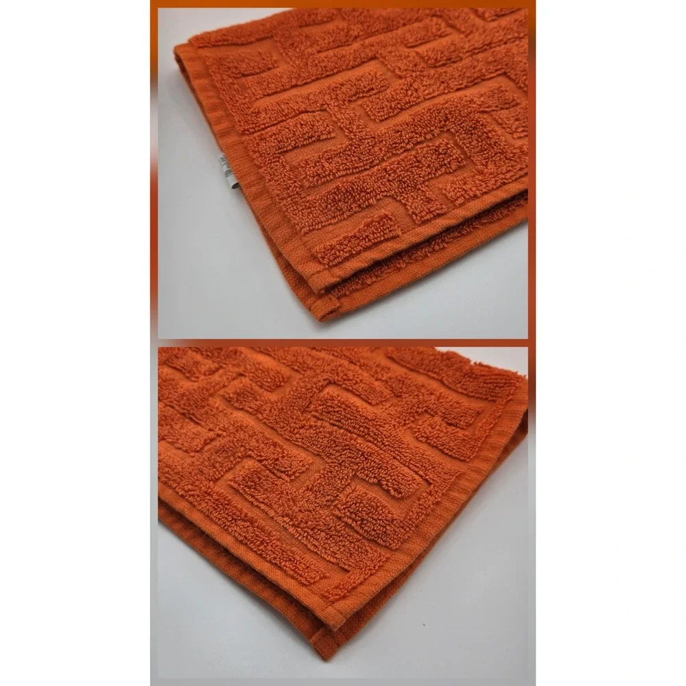 Hermes Paris Orange Cotton Jacquard H Logo Hand Towel Made in France 12.5